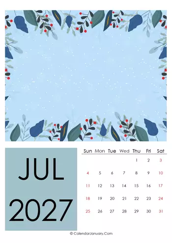 July 2027 photo calendar